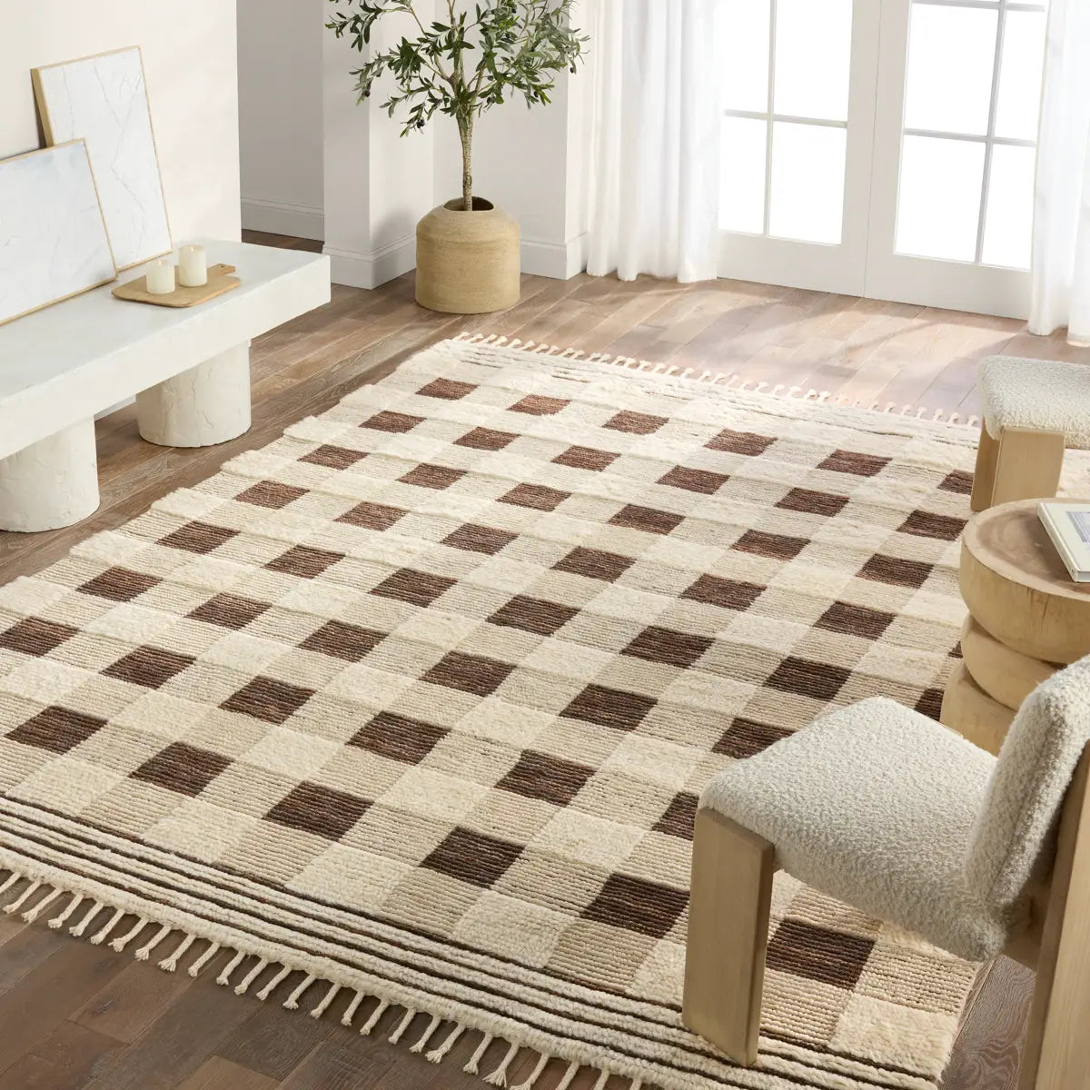 Desouk DSK02 Ivory/Brown Rug