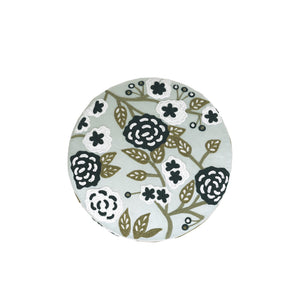 Dahlia Contemporary Embroidered Velvet Ottoman, Green-Ivory