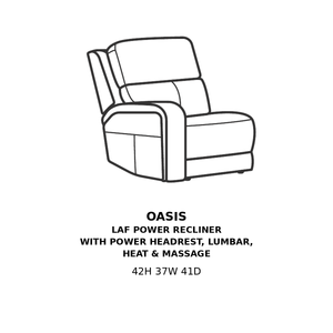 Oasis LAF Power Recliner with Power Headrest, Lumbar, Heat & Massage