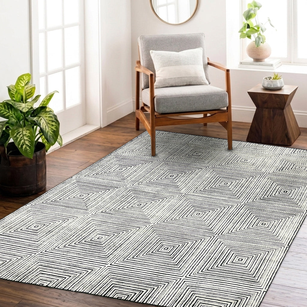 Riley RH-RILEY-101 Ivory Charcoal Rug