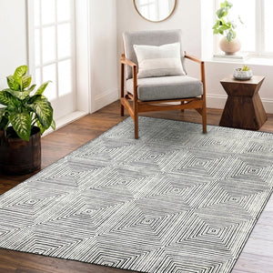 Riley RH-RILEY-101 Ivory Charcoal Rug