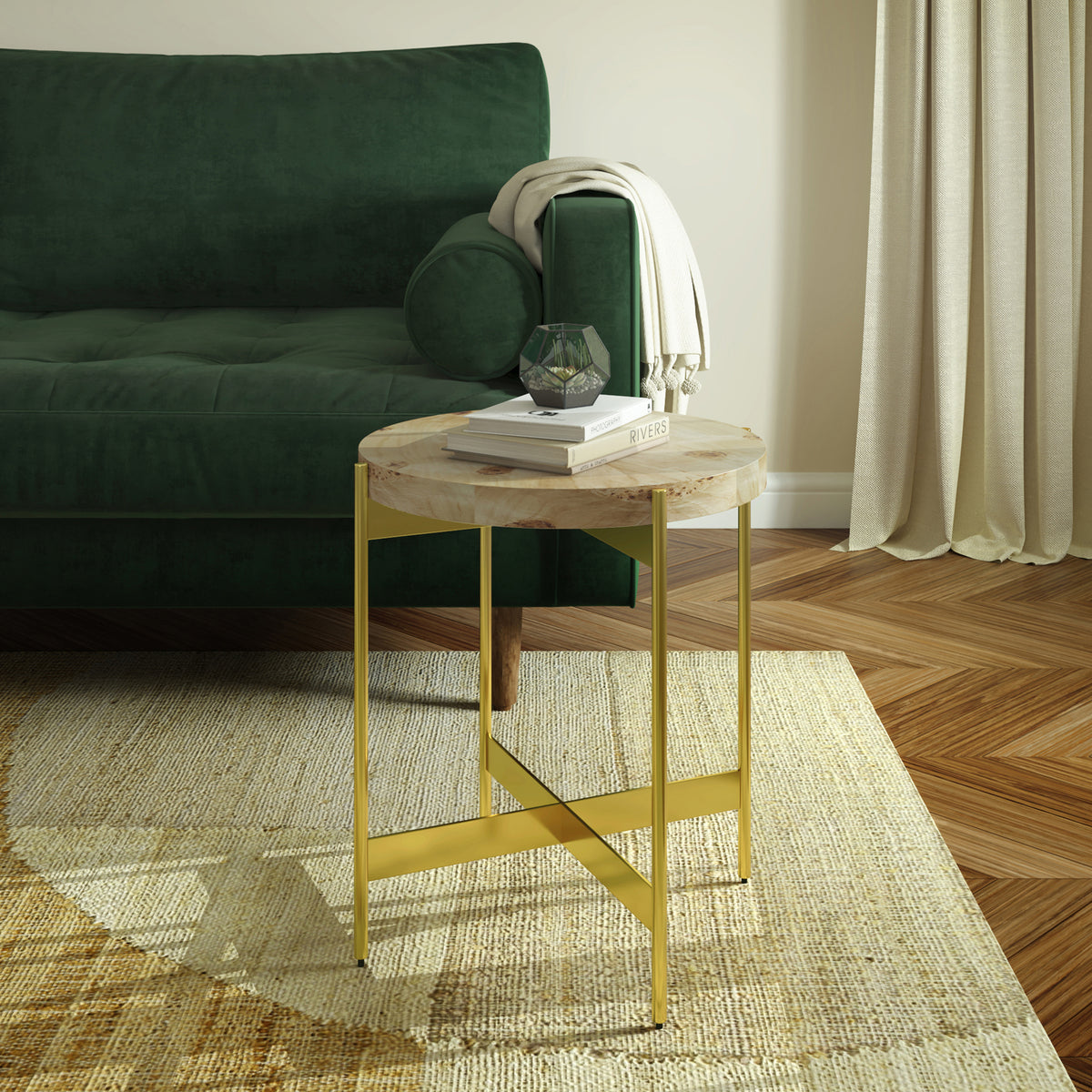 Eliana Handmade Transitional Burl Wood Side Table