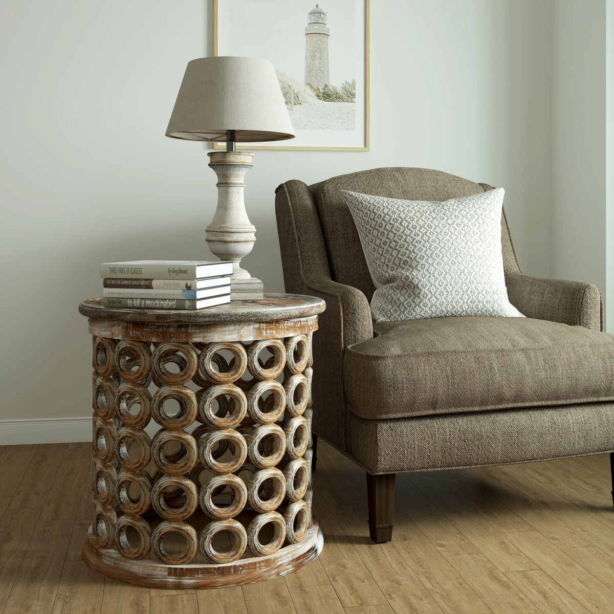 Everett Handmade Farmhouse Wood Side Table