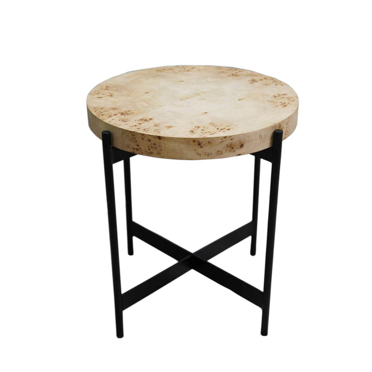 Benjamin Handmade Contemporary Burl Wood Side Table