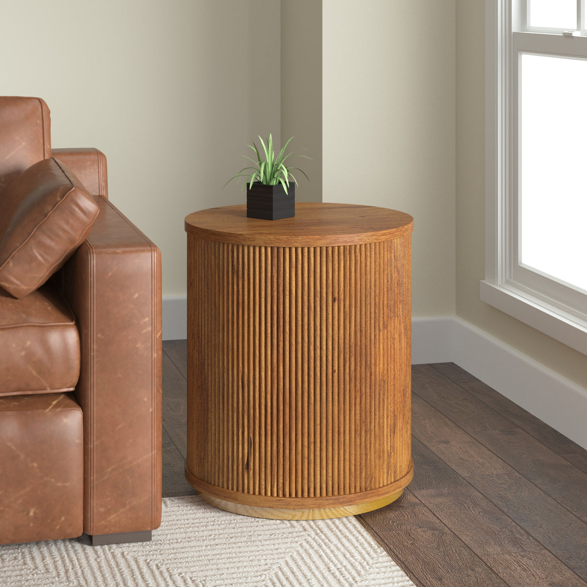 Navine Handmade Transitional Wood Side Table