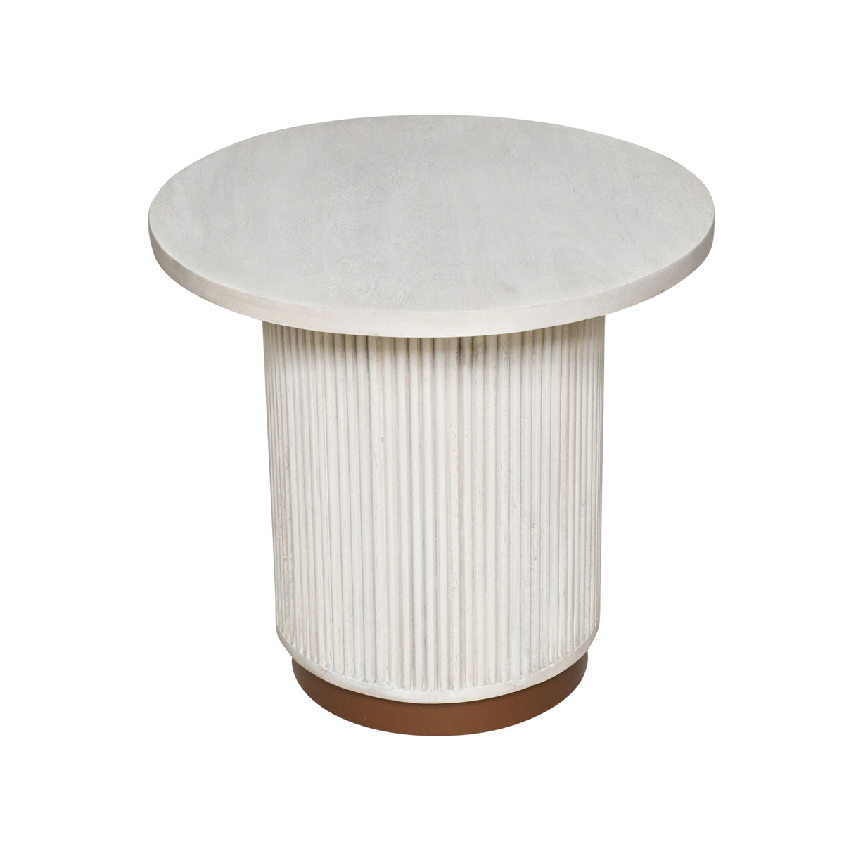 Bella Handmade Transitional Wood Side Table, White Washed Finish