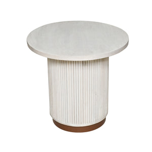 Bella Handmade Transitional Wood Side Table, White Washed Finish