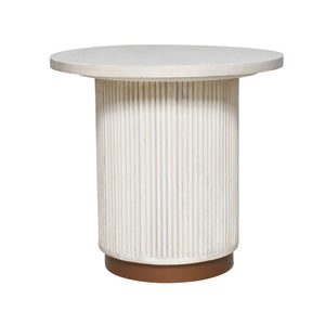 Bella Handmade Transitional Wood Side Table, White Washed Finish