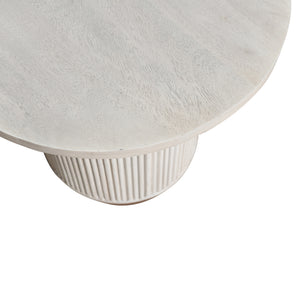 Bella Handmade Transitional Wood Side Table, White Washed Finish