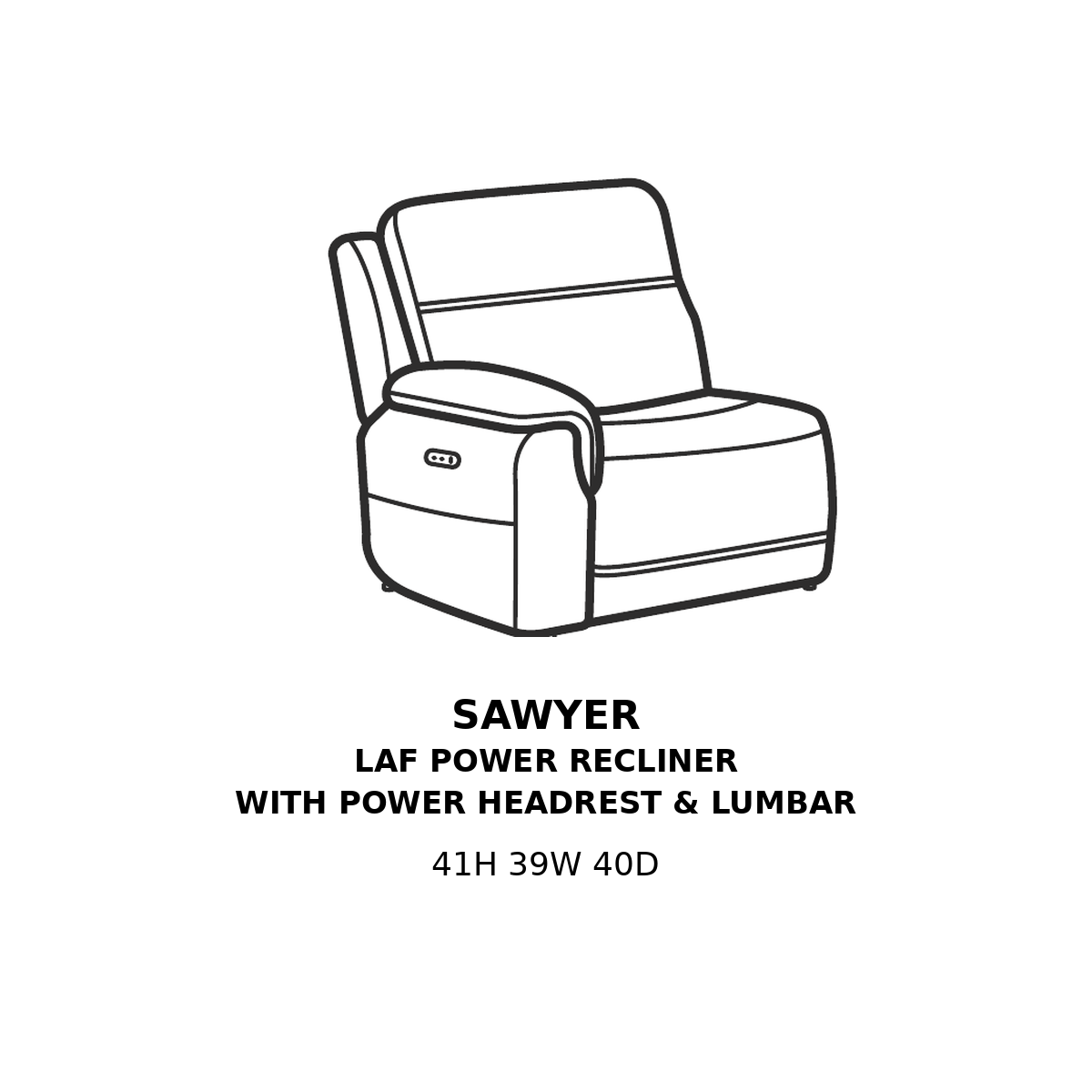 Sawyer LAF Power Recliner with Power Headrest & Lumbar