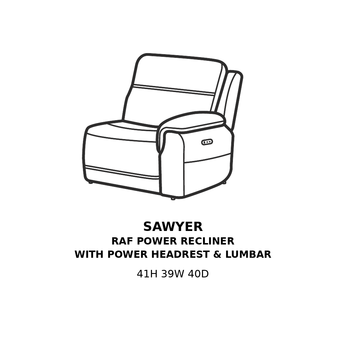 Sawyer RAF Power Recliner with Power Headrest & Lumbar