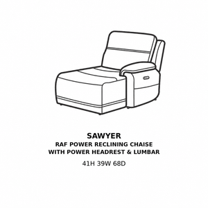 Sawyer RAF Power Reclining Chaise with Power Headrest & Lumbar