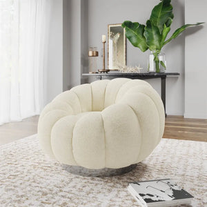 Lily Pumpkin Swivel Accent Chair Cream Boucle