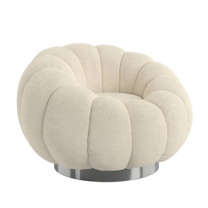 Lily Pumpkin Swivel Accent Chair Cream Boucle