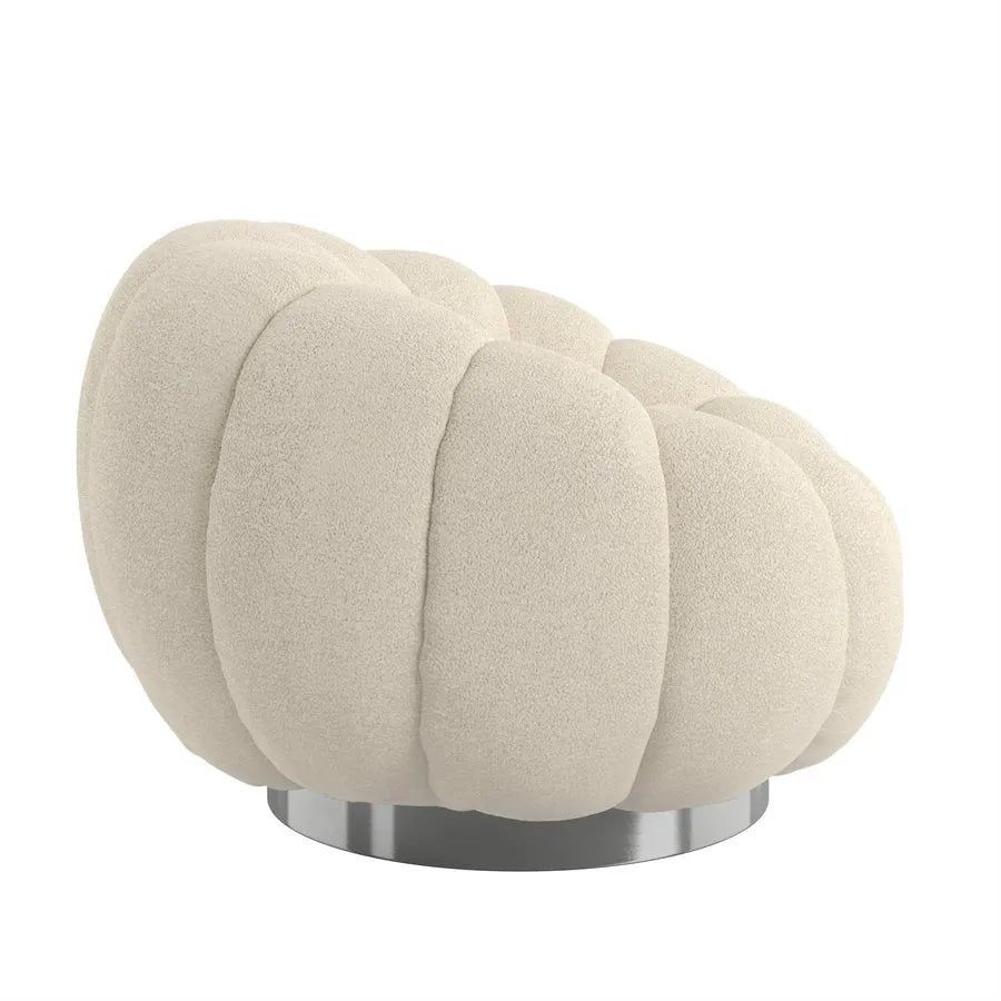 Lily Pumpkin Swivel Accent Chair Cream Boucle