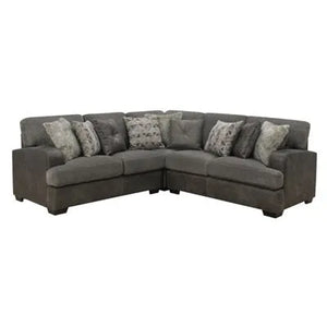 Berlin Modular 3 Piece Sectional Gray Herringbone & Sanded Microfiber