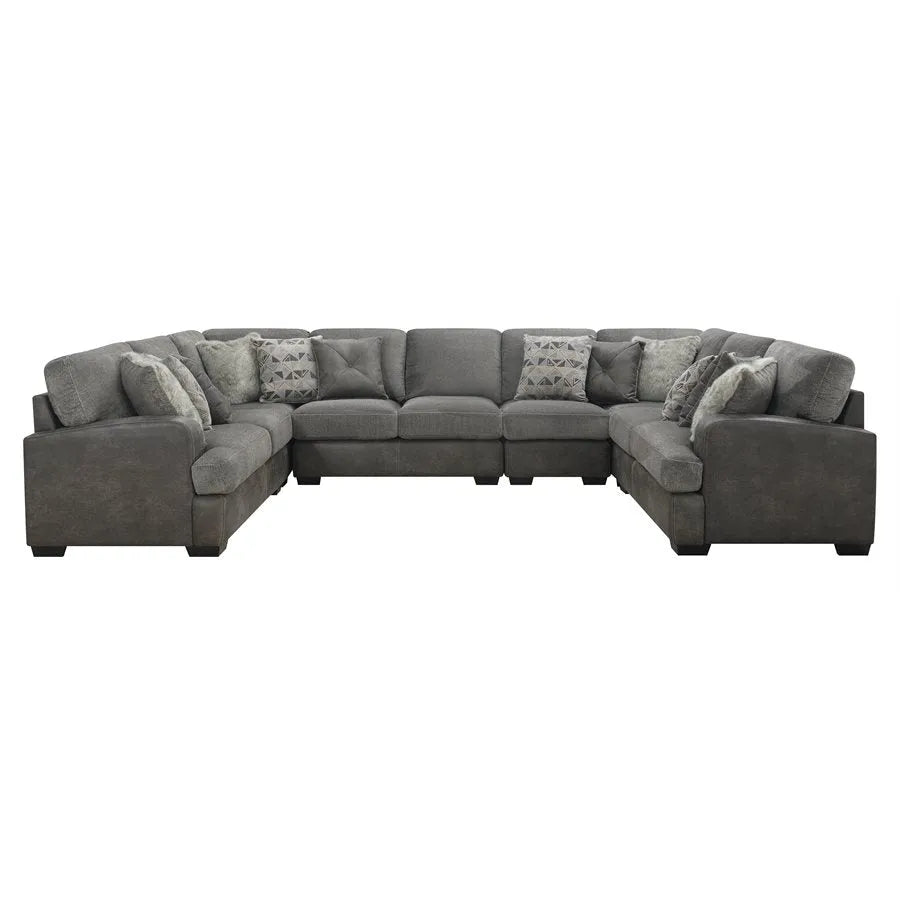 Berlin Modular 6 Piece Sectional Gray Herringbone & Sanded Microfiber