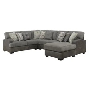 Berlin Modular RAF Chaise 4 Piece Sectional Gray Herringbone & Sanded Microfiber