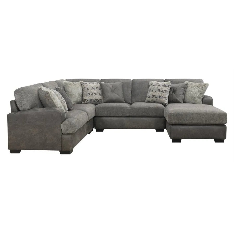 Berlin Modular RAF Chaise 4 Piece Sectional Gray Herringbone & Sanded Microfiber