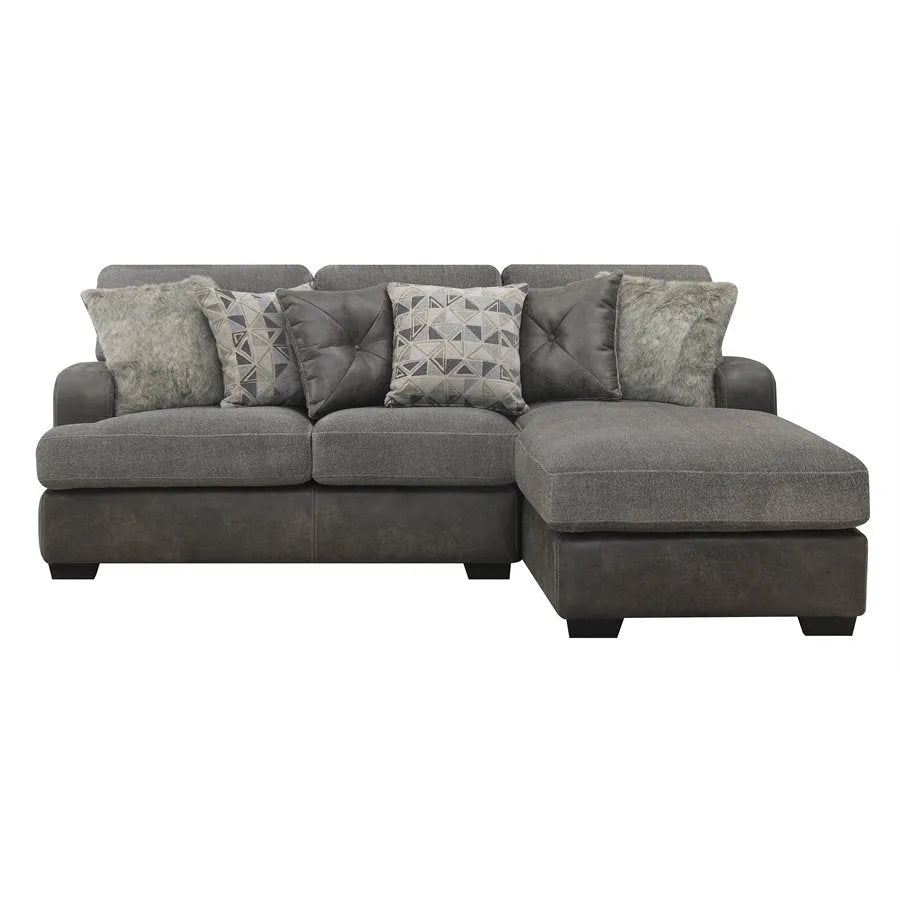 Berlin 2 Piece Rsf Chaise Sectional Gray Herringbone & Sanded Microfiber