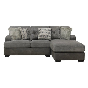 Berlin 2 Piece Rsf Chaise Sectional Gray Herringbone & Sanded Microfiber