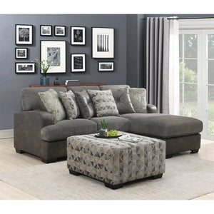 Berlin 2 Piece Rsf Chaise Sectional Gray Herringbone & Sanded Microfiber