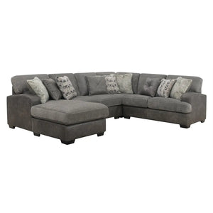 Berlin Modular LAF Chaise 4 Piece Sectional Gray Herringbone & Sanded Microfiber