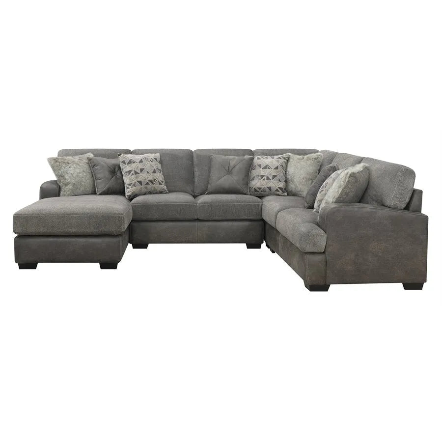 Berlin Modular LAF Chaise 4 Piece Sectional Gray Herringbone & Sanded Microfiber