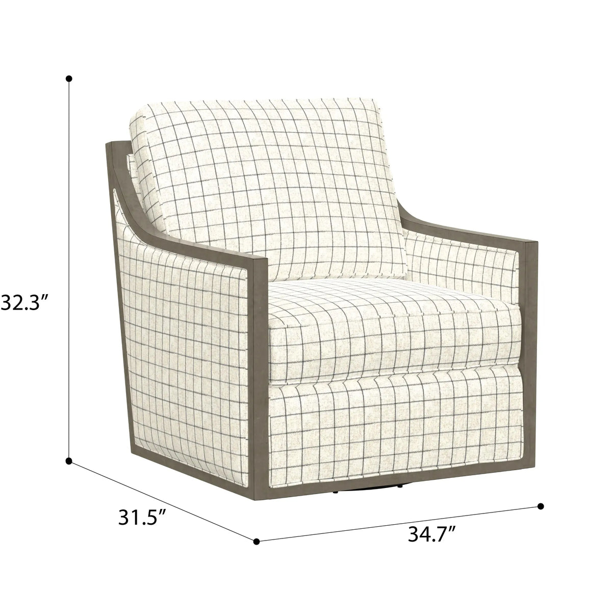 Cecily Swivel Chair Charcoal Windowpane