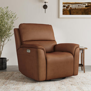 Power Swivel Gliding Recliner with Power Headrest, Lumbar, Heat & Massage