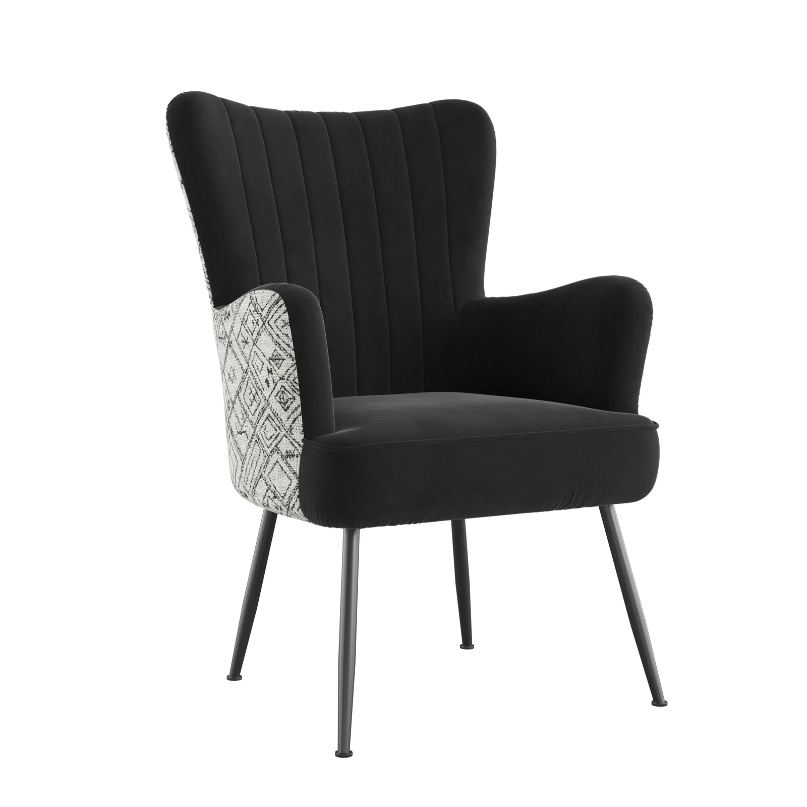 Amera Accent Chair Black With Petroglyph Print