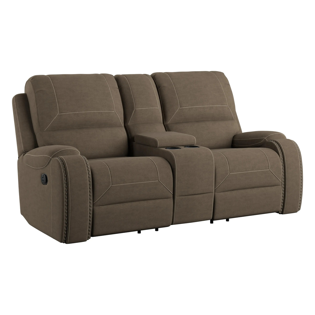 Adrian Reclining Glider Console Loveseat Walnut Brown