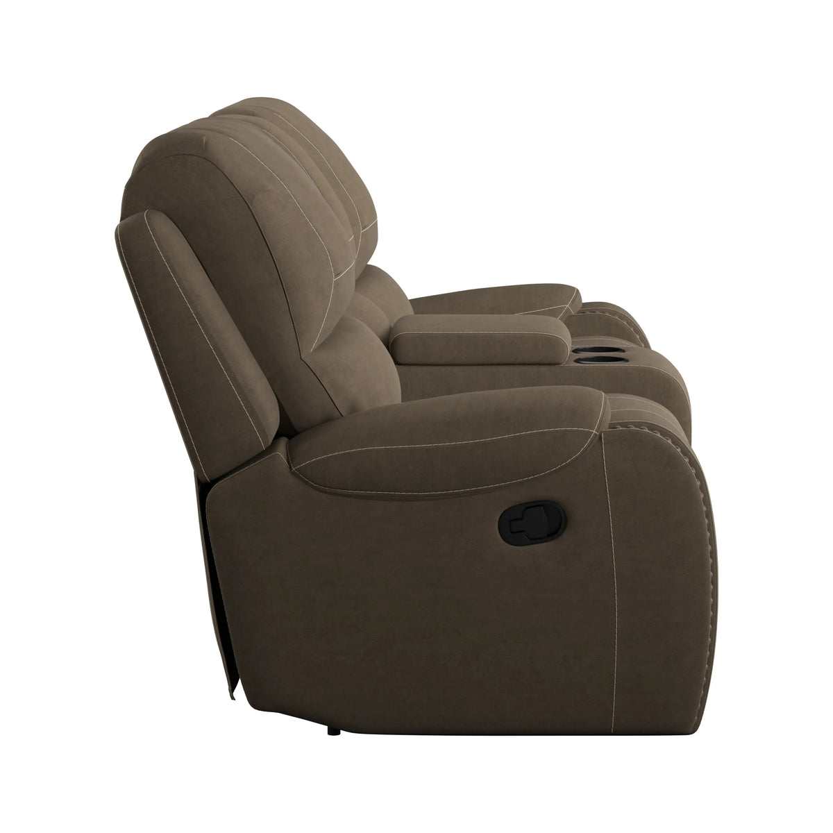 Adrian Reclining Glider Console Loveseat Walnut Brown