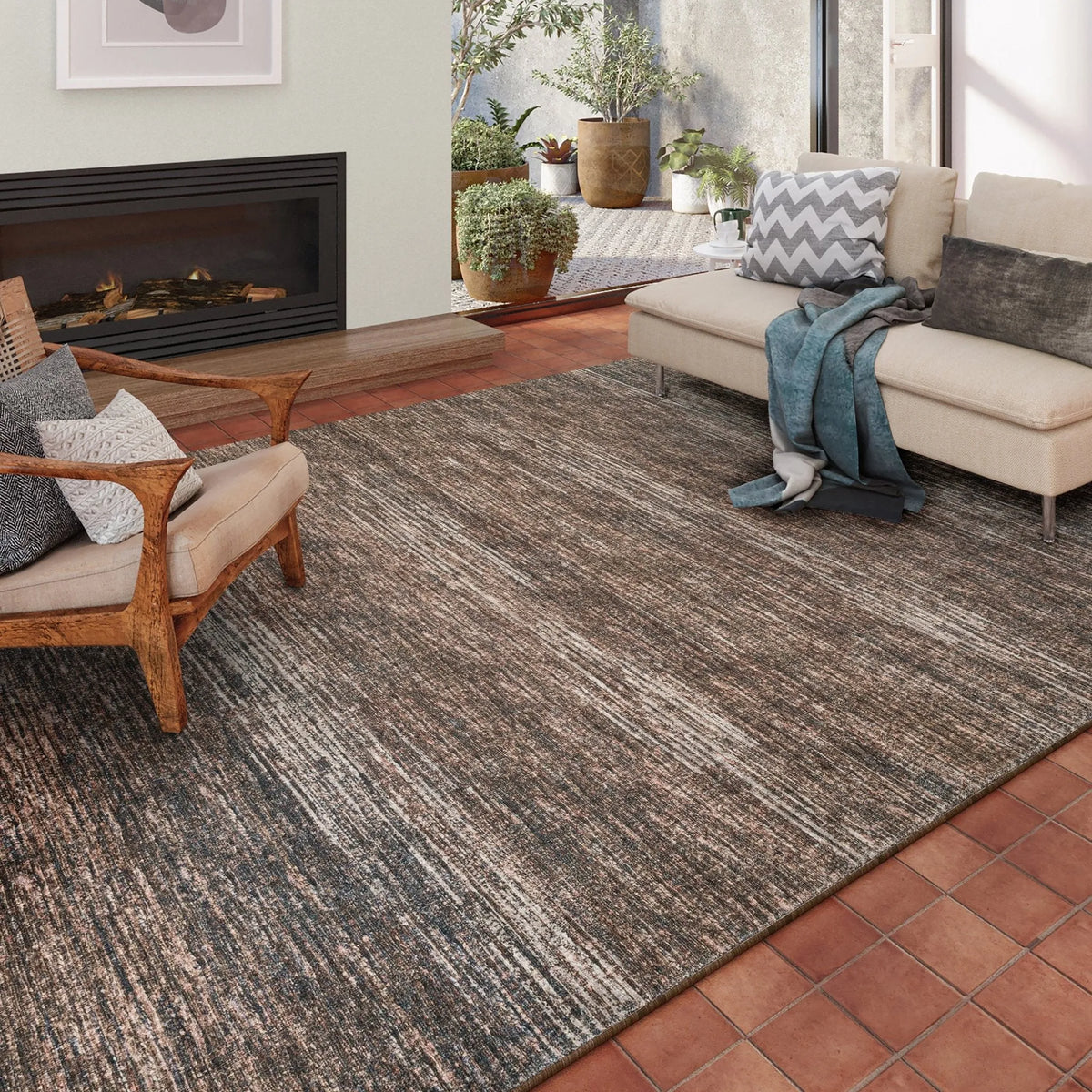 Ciara CR1 Chocolate Rug - Rug & Home