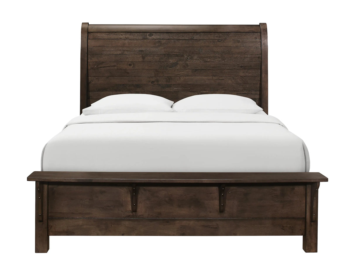 Ashton Hills Sleigh Bed Ash Brown