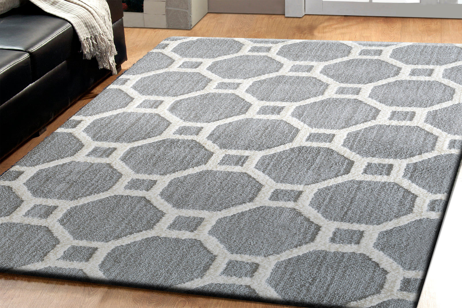 Silky Shag 5903-901 Silver/White Rug