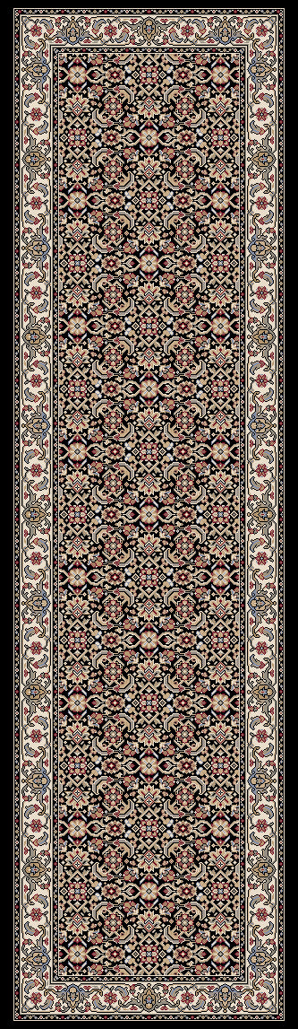 Ancient Garden 57011 Black Ivory Rug