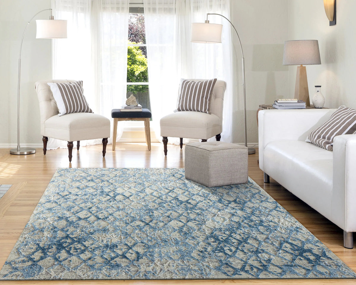 Quartz 27039-500 Ivory/Blue Rug