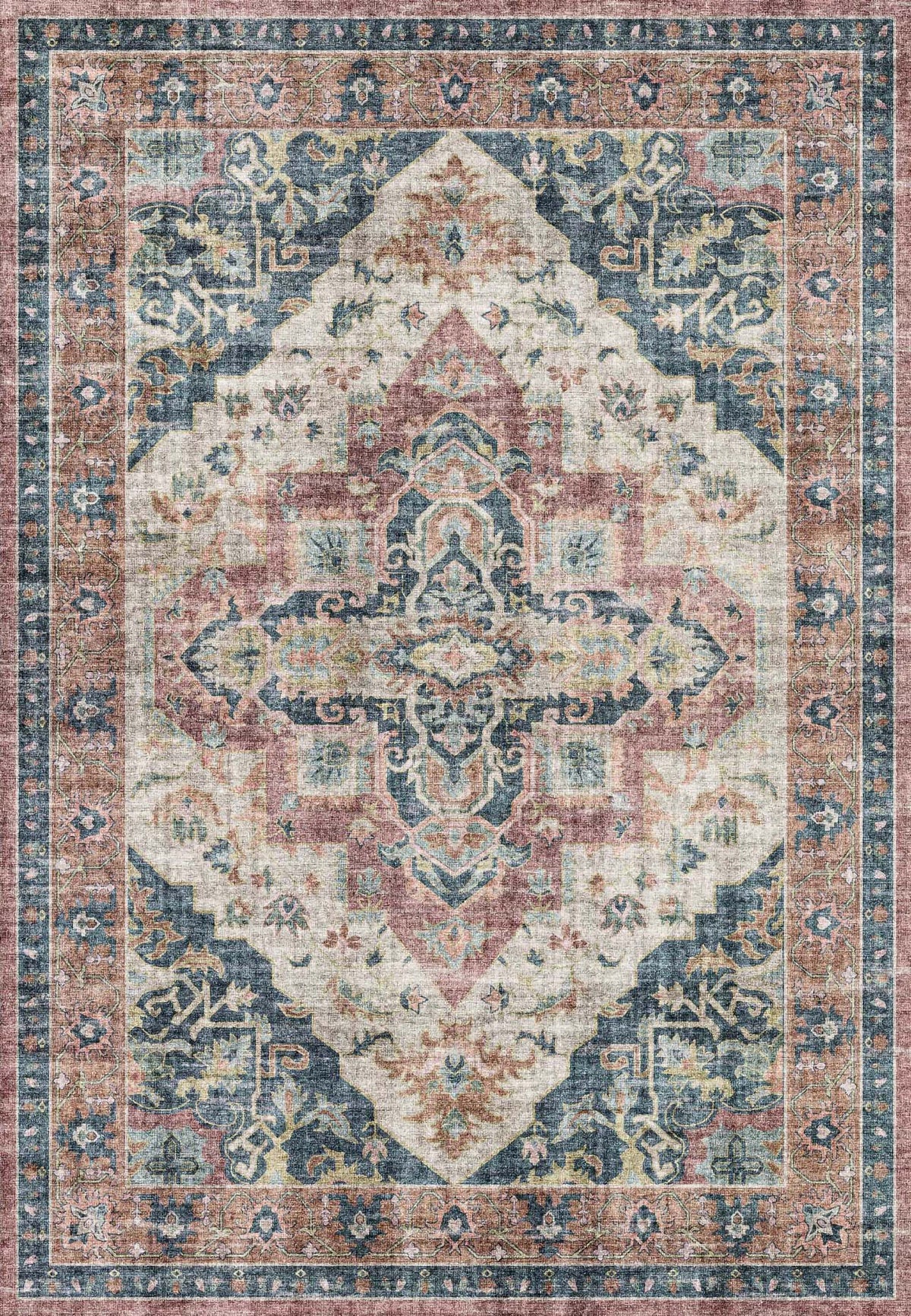 Elise 6306 Wine Navy Tan Rug