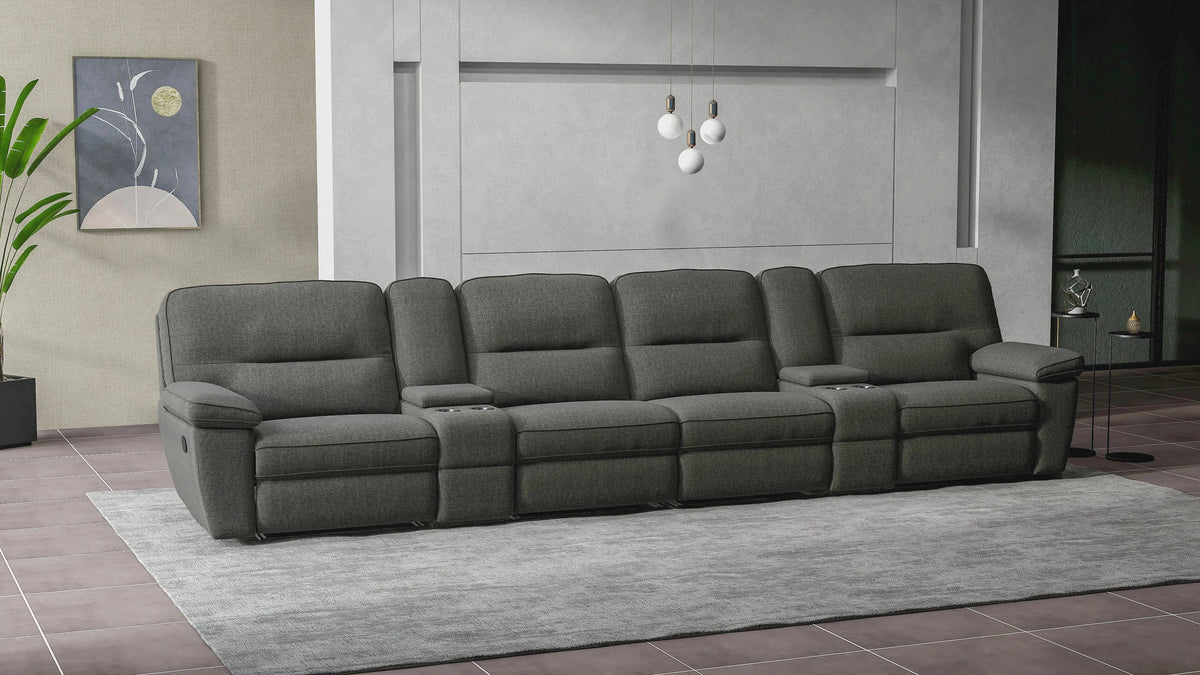 Alberta 6 Piece Modular Reclining Sofa Set Charcoal Gray