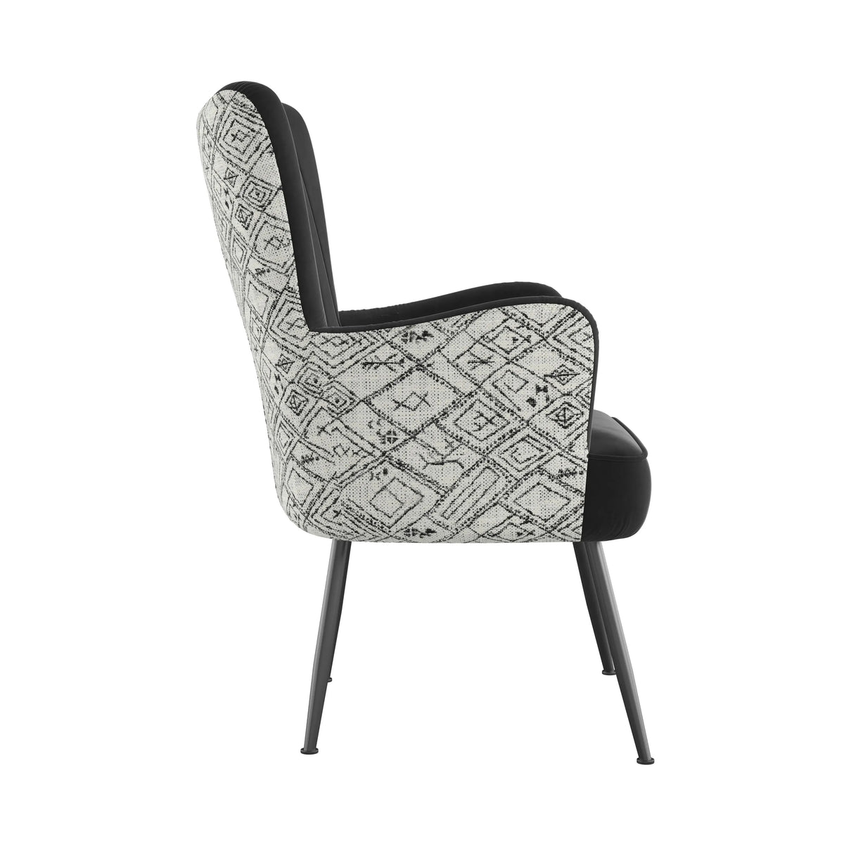 Amera Accent Chair Black With Petroglyph Print