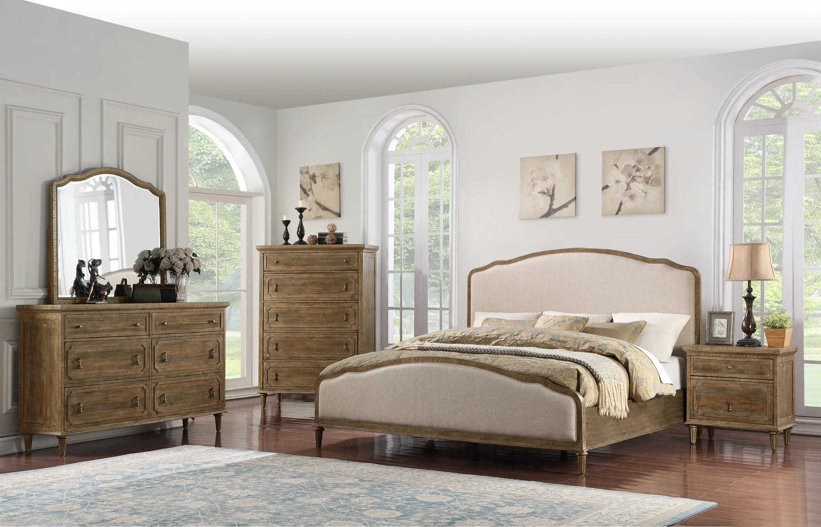 Interlude Upholstered Bed Sandstone Buff