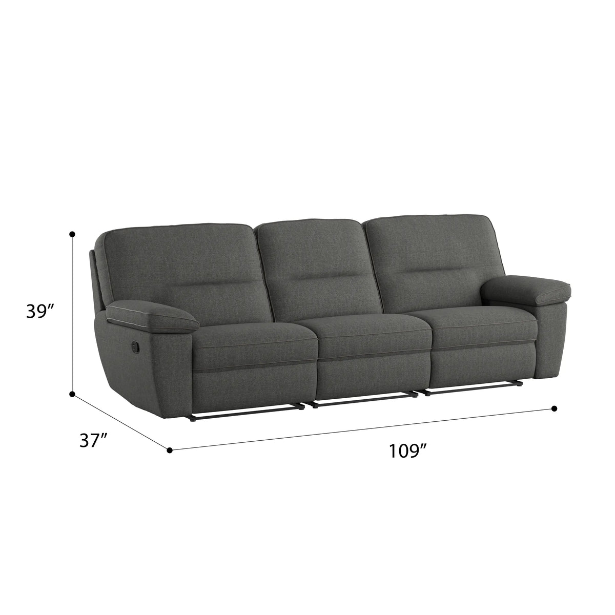Alberta 3 Seat Reclining Modular Sofa Charcoal Gray