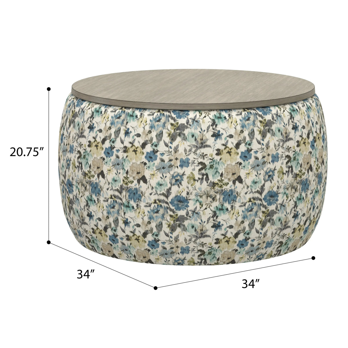 Cecily Storage Ottoman Blue Meadow