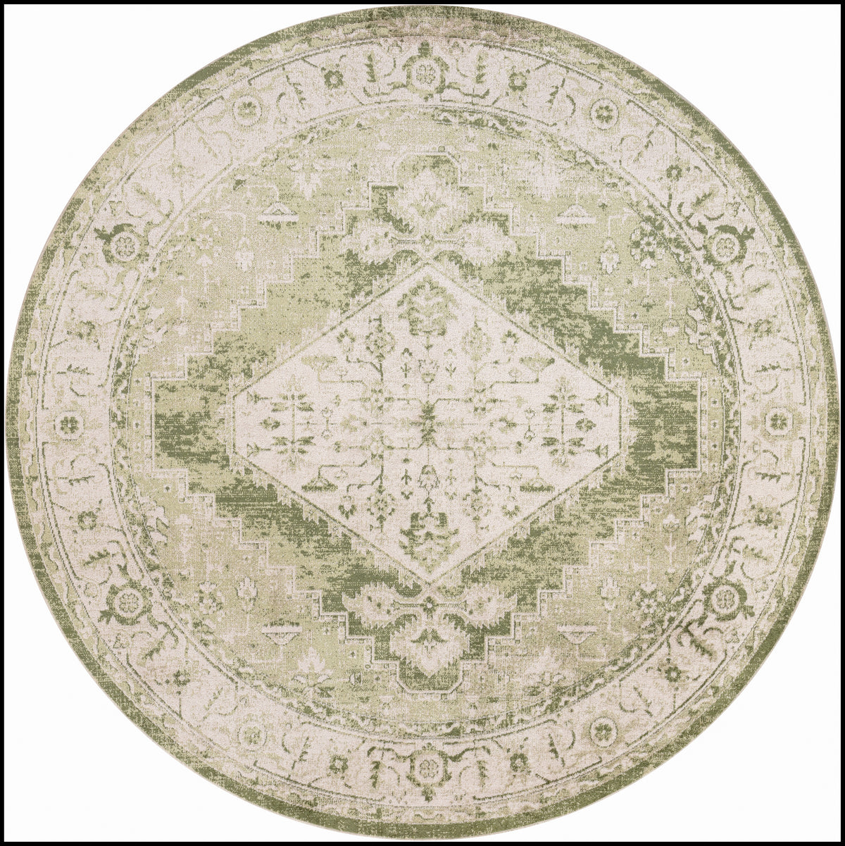 Astra Machine Washable ASW11 Ivory Green Rug