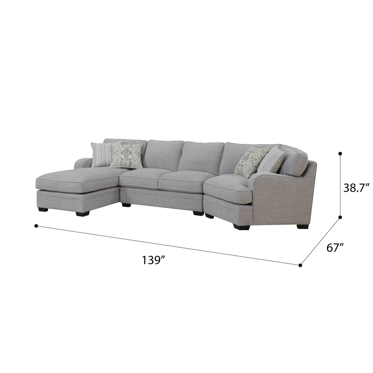 Analiese Lsf Chaise Sectional Dove Gray