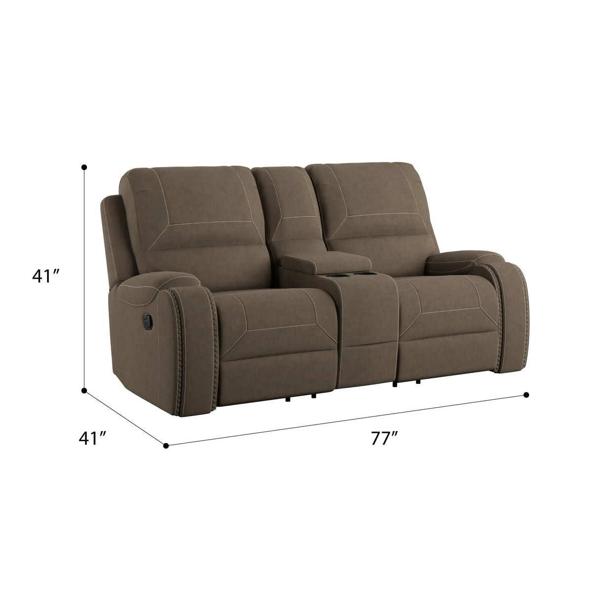 Adrian Reclining Glider Console Loveseat Walnut Brown