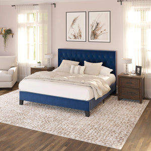 Amelia Upholstered Bed Navy
