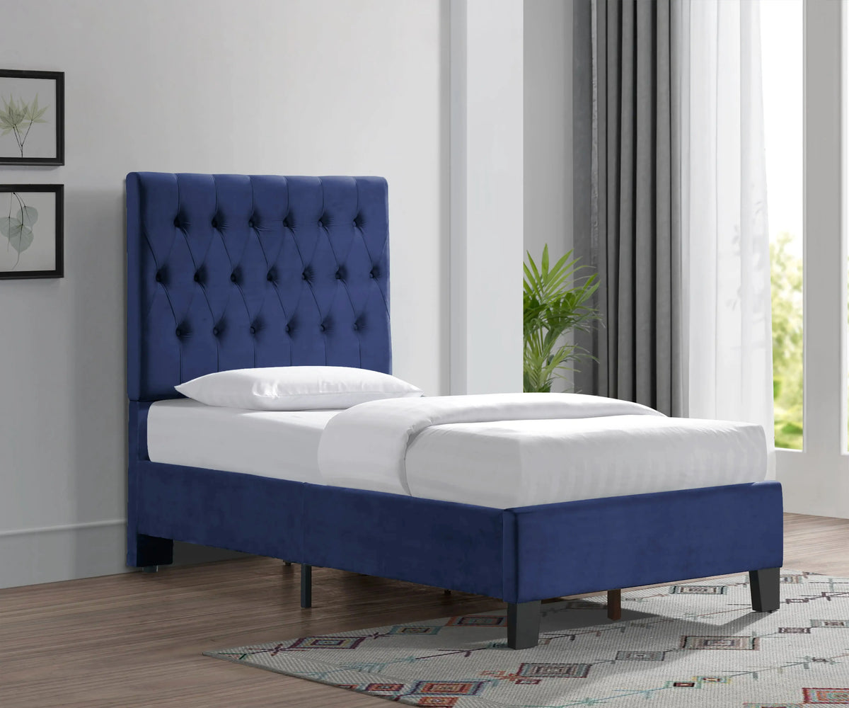 Amelia Upholstered Bed Navy