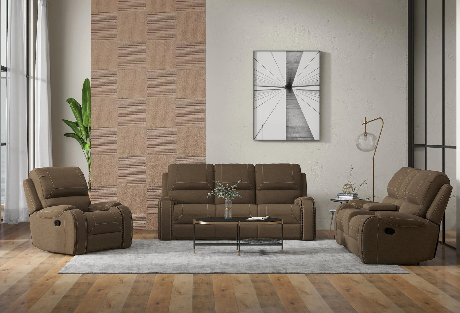 Adrian Swivel Gliding Recliner Walnut Brown